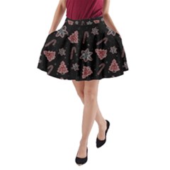 Ginger Cookies Christmas Pattern A-line Pocket Skirt by Valentinaart