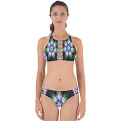 Colorful Fractal Flower Star Green Purple Perfectly Cut Out Bikini Set by Mariart