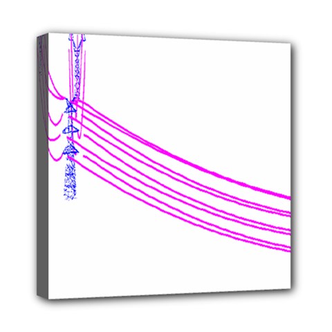 Electricty Power Pole Blue Pink Mini Canvas 8  X 8  by Mariart