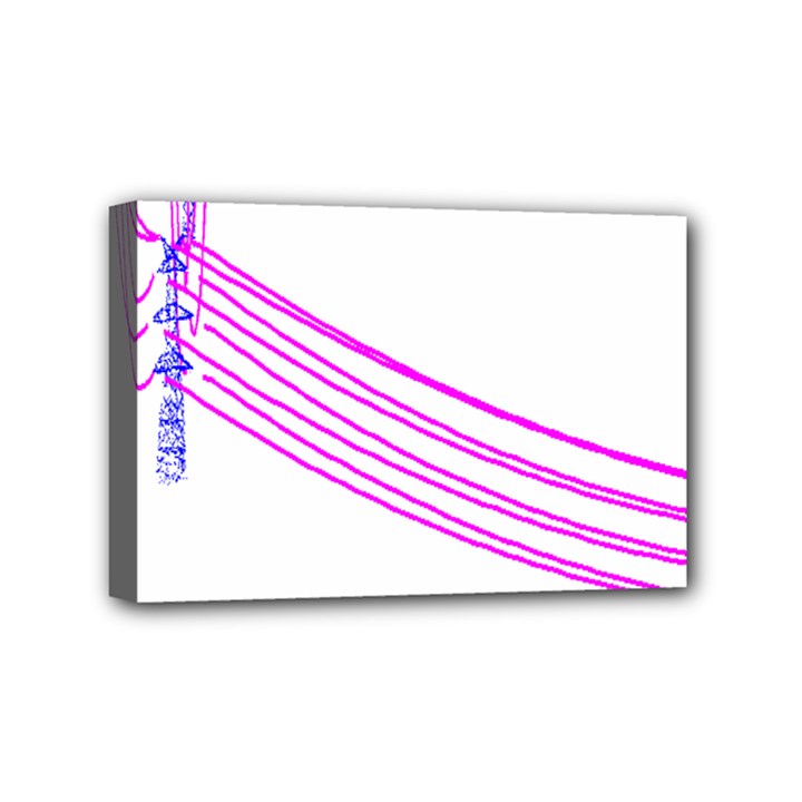 Electricty Power Pole Blue Pink Mini Canvas 6  x 4 