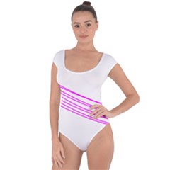 Electricty Power Pole Blue Pink Short Sleeve Leotard 