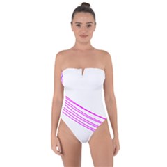 Electricty Power Pole Blue Pink Tie Back One Piece Swimsuit by Mariart