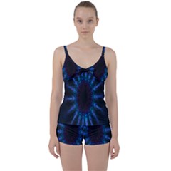 Exploding Flower Tunnel Nature Amazing Beauty Animation Blue Purple Tie Front Two Piece Tankini