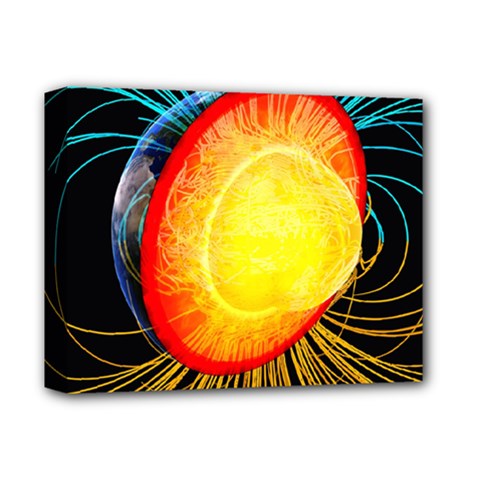 Cross Section Earth Field Lines Geomagnetic Hot Deluxe Canvas 14  X 11  by Mariart