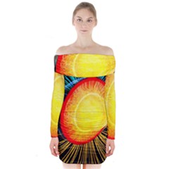 Cross Section Earth Field Lines Geomagnetic Hot Long Sleeve Off Shoulder Dress