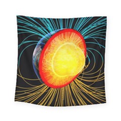 Cross Section Earth Field Lines Geomagnetic Hot Square Tapestry (small) by Mariart