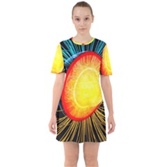 Cross Section Earth Field Lines Geomagnetic Hot Sixties Short Sleeve Mini Dress