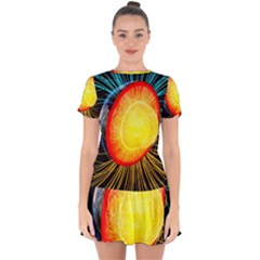 Cross Section Earth Field Lines Geomagnetic Hot Drop Hem Mini Chiffon Dress