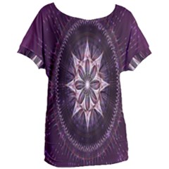 Flower Twirl Star Space Purple Women s Oversized Tee by Mariart