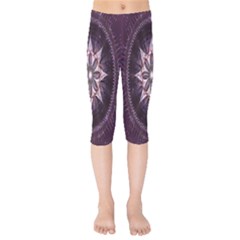 Flower Twirl Star Space Purple Kids  Capri Leggings 