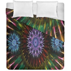 Flower Stigma Colorful Rainbow Animation Gold Space Duvet Cover Double Side (california King Size)