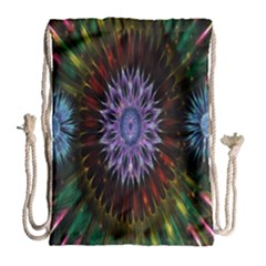 Flower Stigma Colorful Rainbow Animation Gold Space Drawstring Bag (large) by Mariart