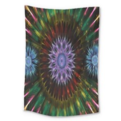 Flower Stigma Colorful Rainbow Animation Gold Space Large Tapestry by Mariart