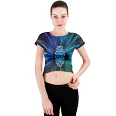 Flower Stigma Colorful Rainbow Animation Space Crew Neck Crop Top