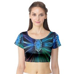 Flower Stigma Colorful Rainbow Animation Space Short Sleeve Crop Top