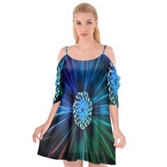 Flower Stigma Colorful Rainbow Animation Space Cutout Spaghetti Strap Chiffon Dress