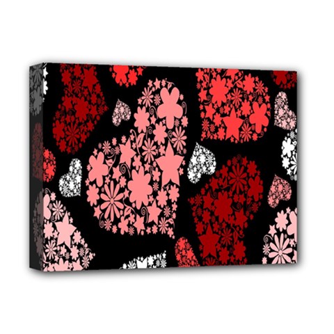 Floral Flower Heart Valentine Deluxe Canvas 16  X 12   by Mariart