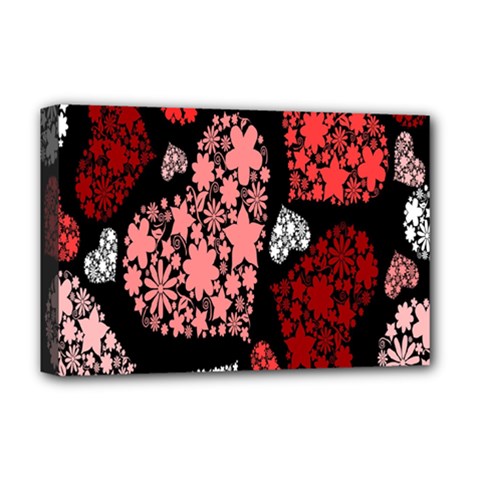 Floral Flower Heart Valentine Deluxe Canvas 18  X 12   by Mariart