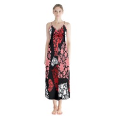 Floral Flower Heart Valentine Button Up Chiffon Maxi Dress by Mariart