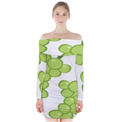 Fruit Green Grape Long Sleeve Off Shoulder Dress