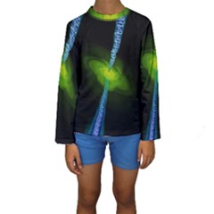 Gas Yellow Falling Into Black Hole Kids  Long Sleeve Swimwear