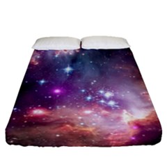 Galaxy Space Star Light Purple Fitted Sheet (Queen Size)