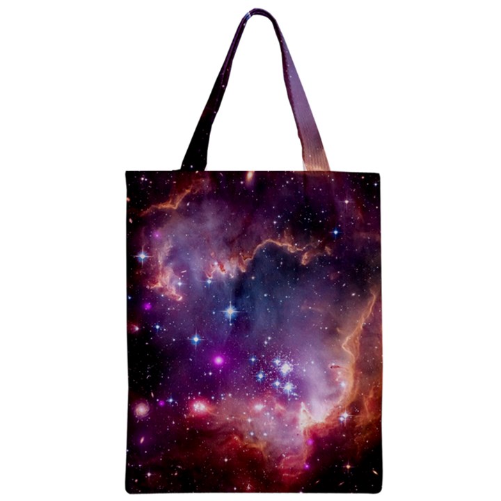 Galaxy Space Star Light Purple Zipper Classic Tote Bag