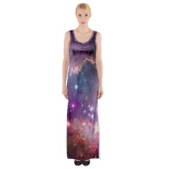 Galaxy Space Star Light Purple Maxi Thigh Split Dress