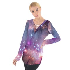 Galaxy Space Star Light Purple Tie Up Tee