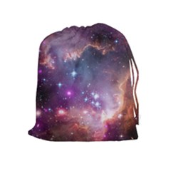 Galaxy Space Star Light Purple Drawstring Pouches (Extra Large)