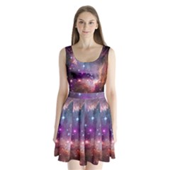 Galaxy Space Star Light Purple Split Back Mini Dress 