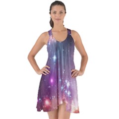 Galaxy Space Star Light Purple Show Some Back Chiffon Dress