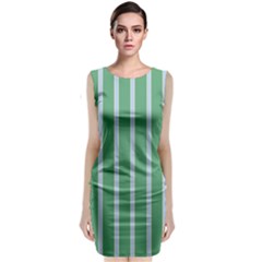 Green Line Vertical Classic Sleeveless Midi Dress