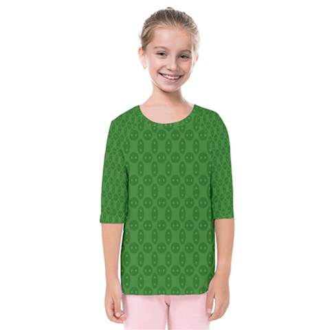 Green Seed Polka Kids  Quarter Sleeve Raglan Tee by Mariart