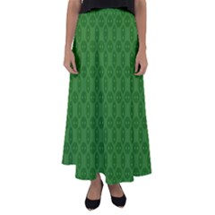 Green Seed Polka Flared Maxi Skirt