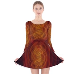 High Res Nostars Orange Gold Long Sleeve Velvet Skater Dress