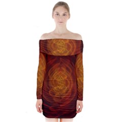 High Res Nostars Orange Gold Long Sleeve Off Shoulder Dress by Mariart