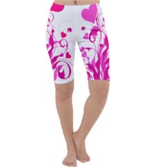 Heart Flourish Pink Valentine Cropped Leggings 