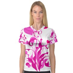 Heart Flourish Pink Valentine V-neck Sport Mesh Tee