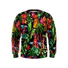 Hawaiian Girls Black Flower Floral Summer Kids  Sweatshirt by Mariart