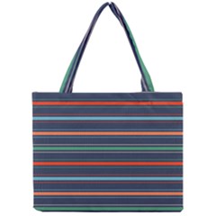 Horizontal Line Blue Green Mini Tote Bag by Mariart