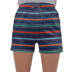 Horizontal Line Blue Green Sleepwear Shorts by Mariart