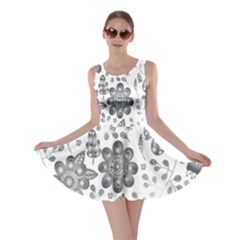 Grayscale Floral Heart Background Skater Dress