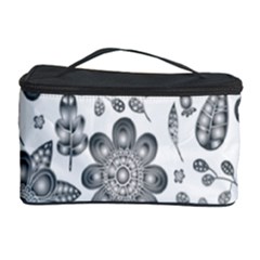 Grayscale Floral Heart Background Cosmetic Storage Case