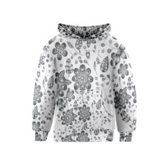 Grayscale Floral Heart Background Kids  Pullover Hoodie