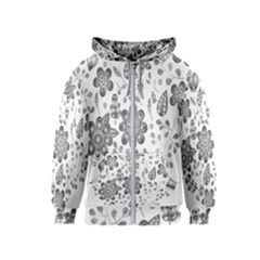 Grayscale Floral Heart Background Kids  Zipper Hoodie