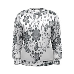 Grayscale Floral Heart Background Women s Sweatshirt