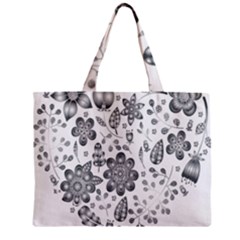 Grayscale Floral Heart Background Zipper Mini Tote Bag by Mariart
