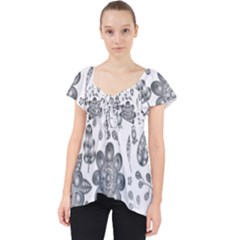 Grayscale Floral Heart Background Lace Front Dolly Top