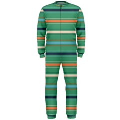 Horizontal Line Green Red Orange Onepiece Jumpsuit (men) 